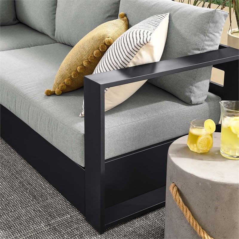 Modway Tahoe Aluminum Outdoor 5-Piece Sectional Sofa Set in Gray Gray