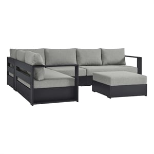 Modway Tahoe Aluminum Outdoor 5-Piece Sectional Sofa Set in Gray Gray