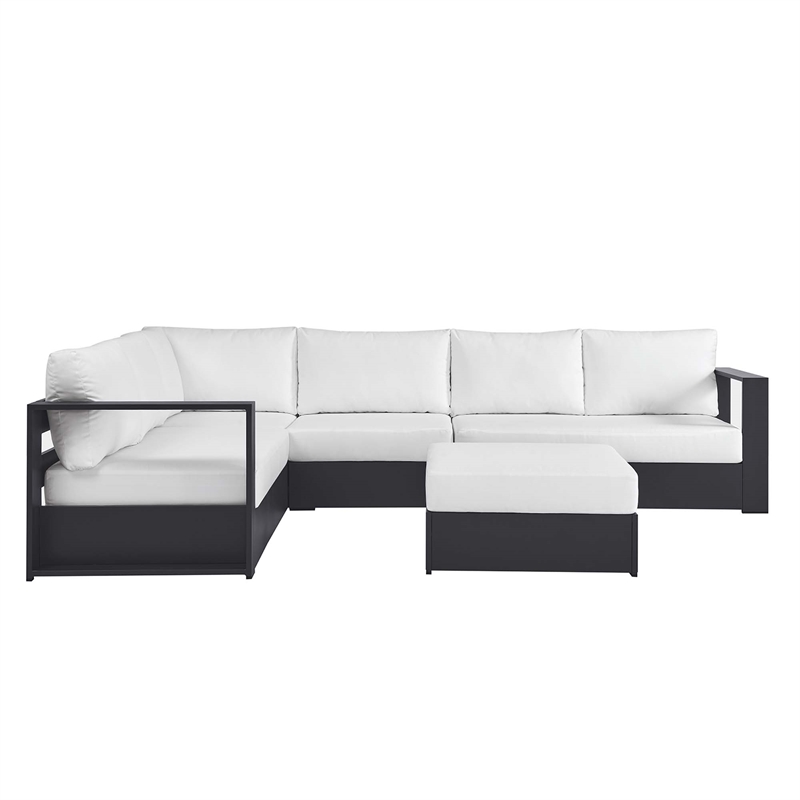 Modway Tahoe Aluminum Outdoor 5-Piece Sectional Sofa Set in Gray White