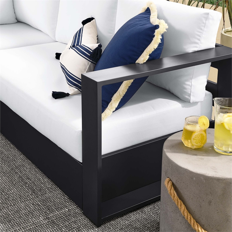 Modway Tahoe Aluminum Outdoor 5-Piece Sectional Sofa Set in Gray White