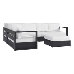 Modway Tahoe Aluminum Outdoor 5-Piece Sectional Sofa Set in Gray White