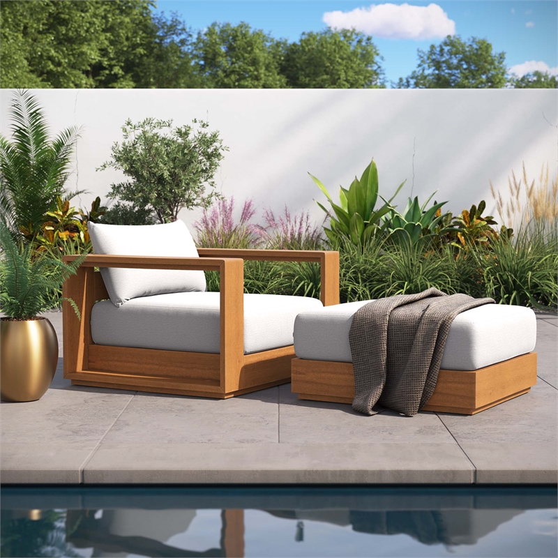 Tahoe 2-Piece Armchair and Ottoman Set in Natural Light Gray