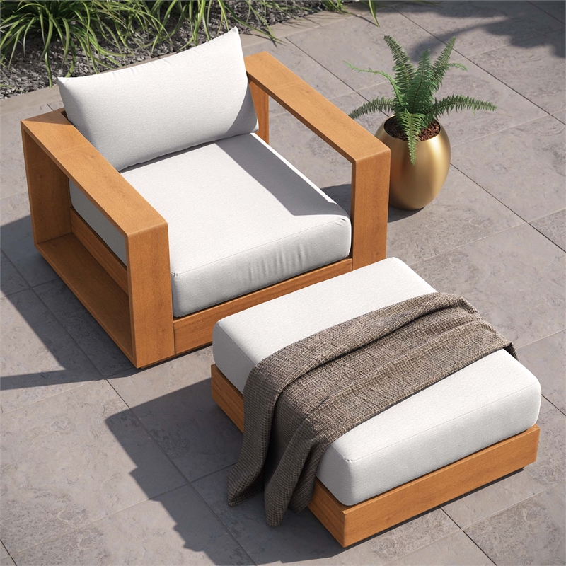 Tahoe 2-Piece Armchair and Ottoman Set in Natural Light Gray