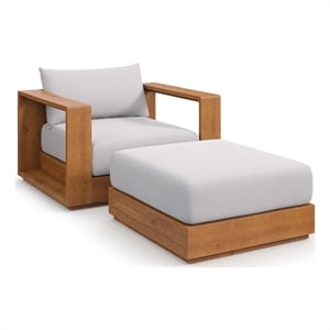 Tahoe 2-Piece Armchair and Ottoman Set in Natural Light Gray