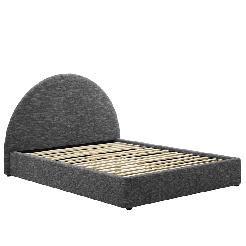 Resort Arched Round Queen Platform Bed in Heathered Weave Slate