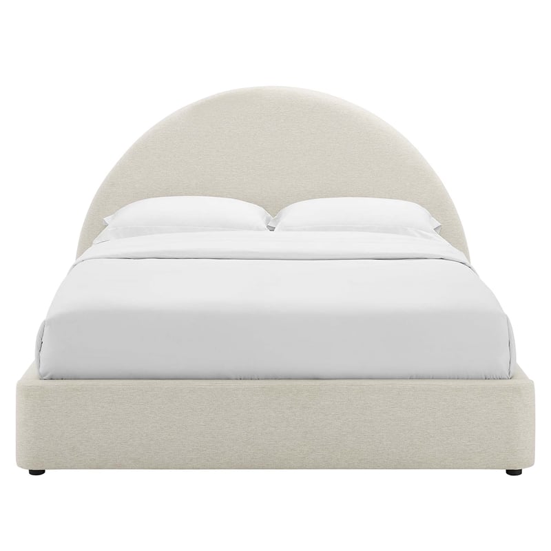 Resort Arched Round King Platform Bed in Heathered Weave Ivory