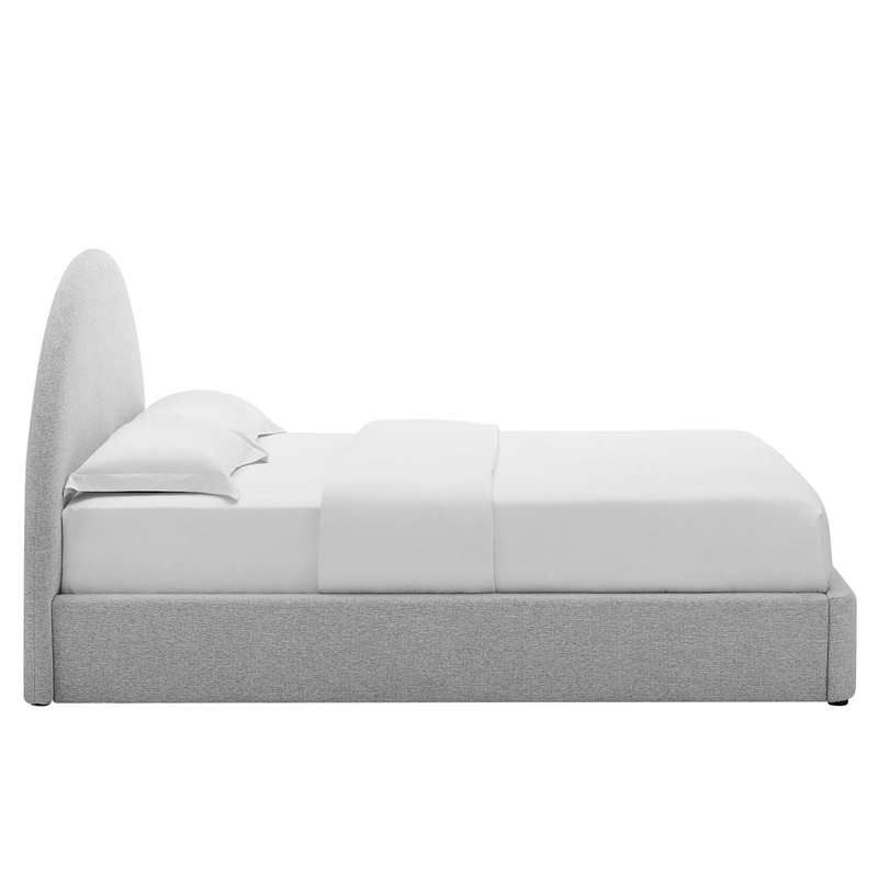 Resort Arched Round King Platform Bed in Heathered Weave Light Gray