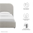 Keynote Curved Twin Platform Bed in Heathered Weave Light Gray