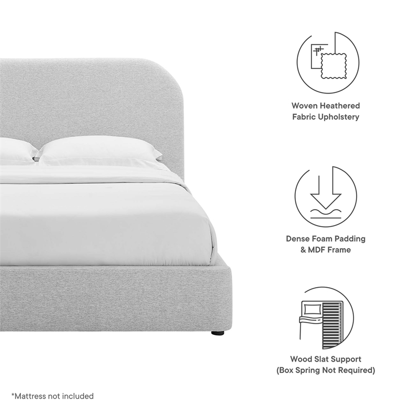 Keynote Curved Full Platform Bed in Heathered Weave Light Gray