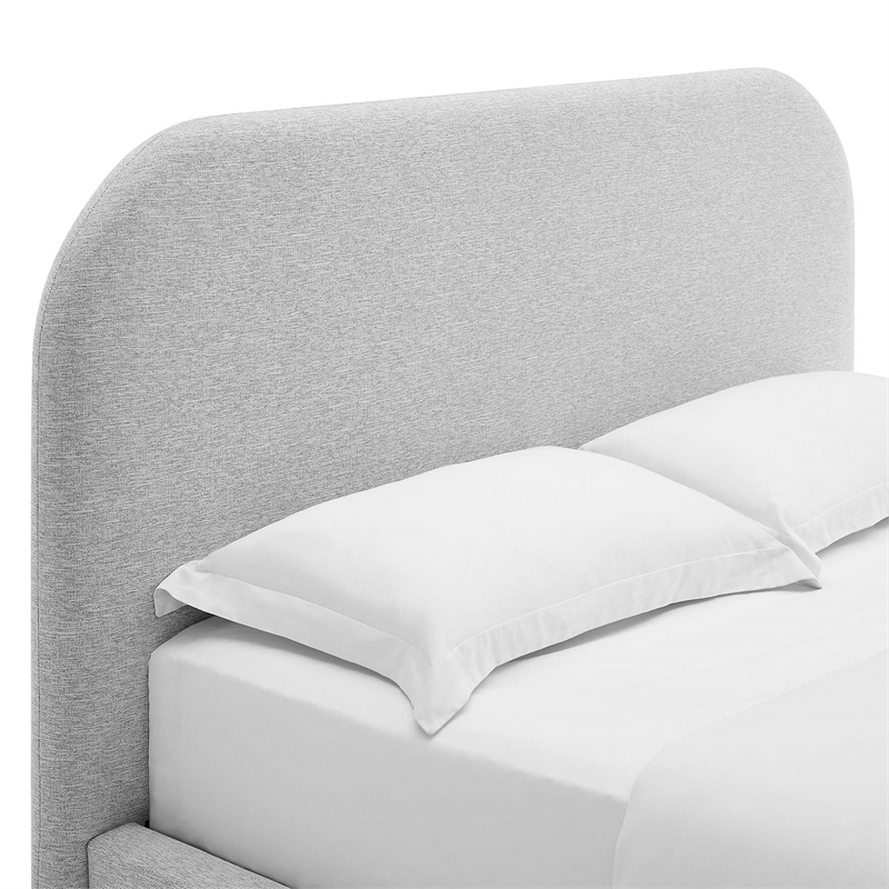 Keynote Curved Queen Platform Bed in Heathered Weave Light Gray