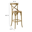 Modway Gear X-Back Wood Fully Assembled Bar Stool in Natural