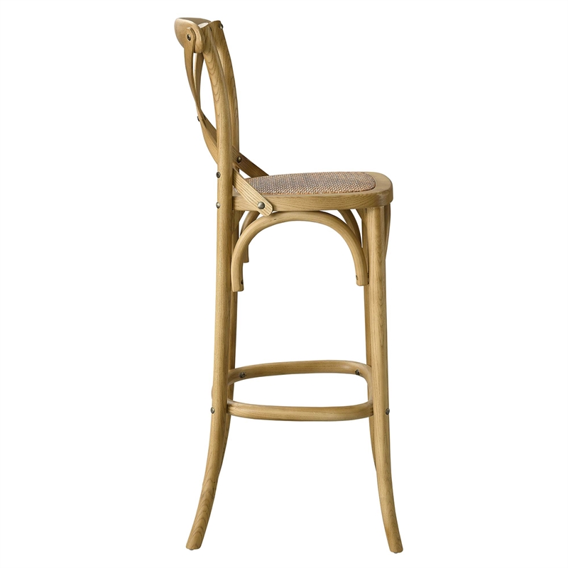 Modway Gear X-Back Wood Fully Assembled Bar Stool in Natural