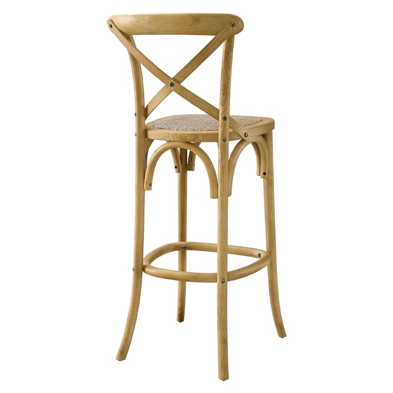 Modway Gear X-Back Wood Fully Assembled Bar Stool in Natural