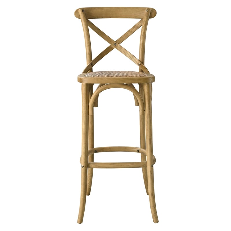 Modway Gear X-Back Wood Fully Assembled Bar Stool in Natural