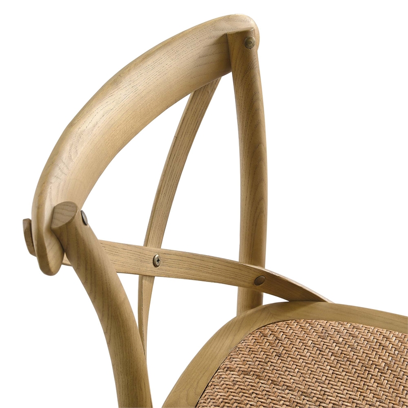Modway Gear X-Back Wood Fully Assembled Bar Stool in Natural