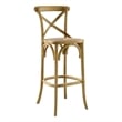 Modway Gear X-Back Wood Fully Assembled Bar Stool in Natural
