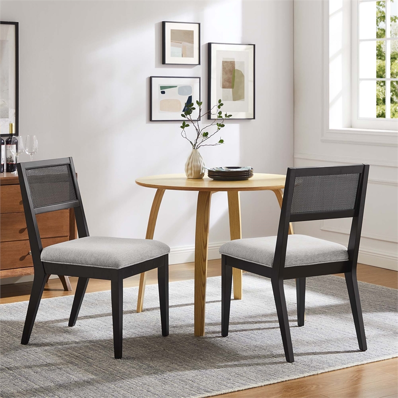 Nimba Dining Chairs Set of 2 in Heathered Weave Light Gray