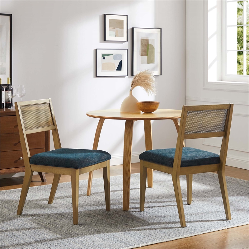 Nimba Dining Chairs Set of 2 in Heathered Weave Azure