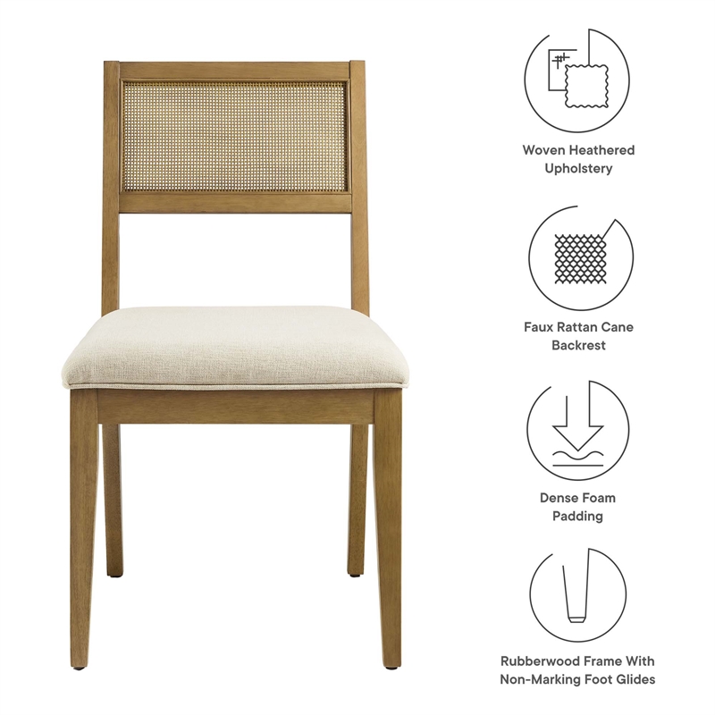 nimba dining chairs set of 2 in heathered weave ivory