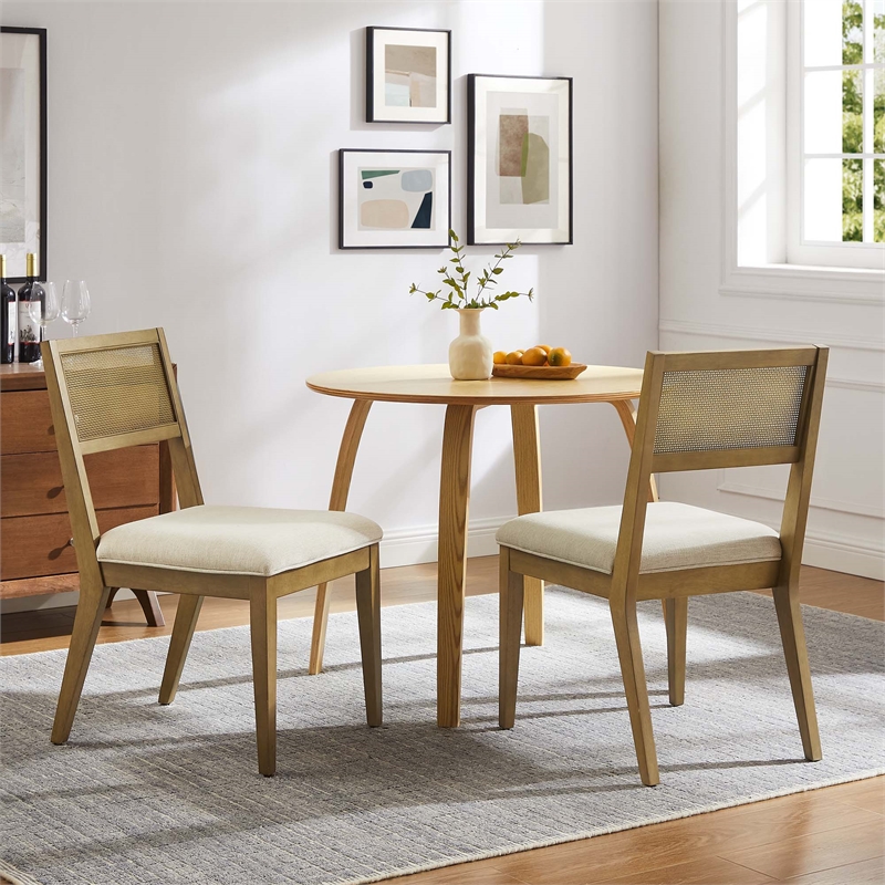nimba dining chairs set of 2 in heathered weave ivory