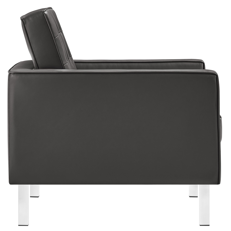 Loft Armchair and Ottoman Set in Silver Gray