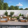 Modway Tahoe 5-Piece Acacia Wood Outdoor Patio Set in Natural Light Gray