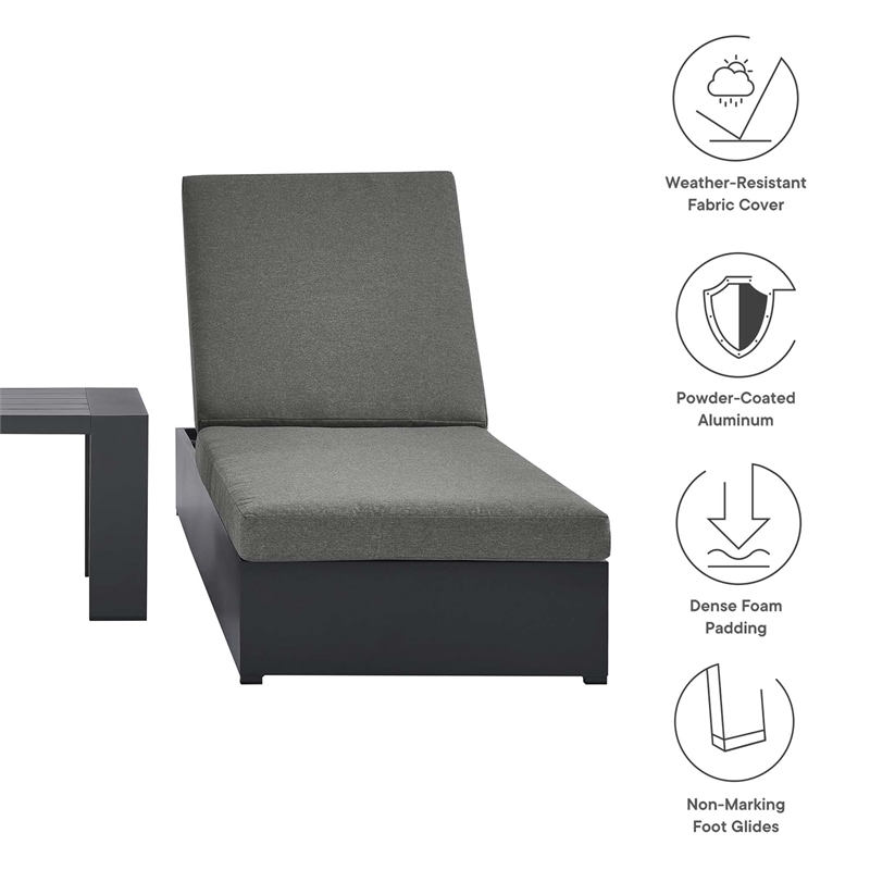 Tahoe 3-Piece Chaise Lounge Set in Gray Charcoal