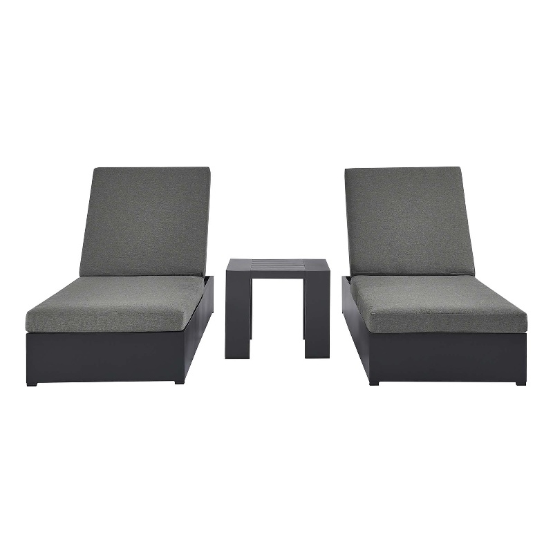 Tahoe 3-Piece Chaise Lounge Set in Gray Charcoal