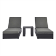 Tahoe 3-Piece Chaise Lounge Set in Gray Charcoal