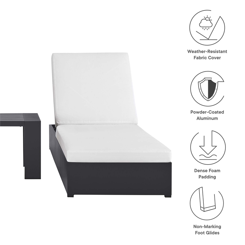 Tahoe 3-Piece Chaise Lounge Set in Gray White