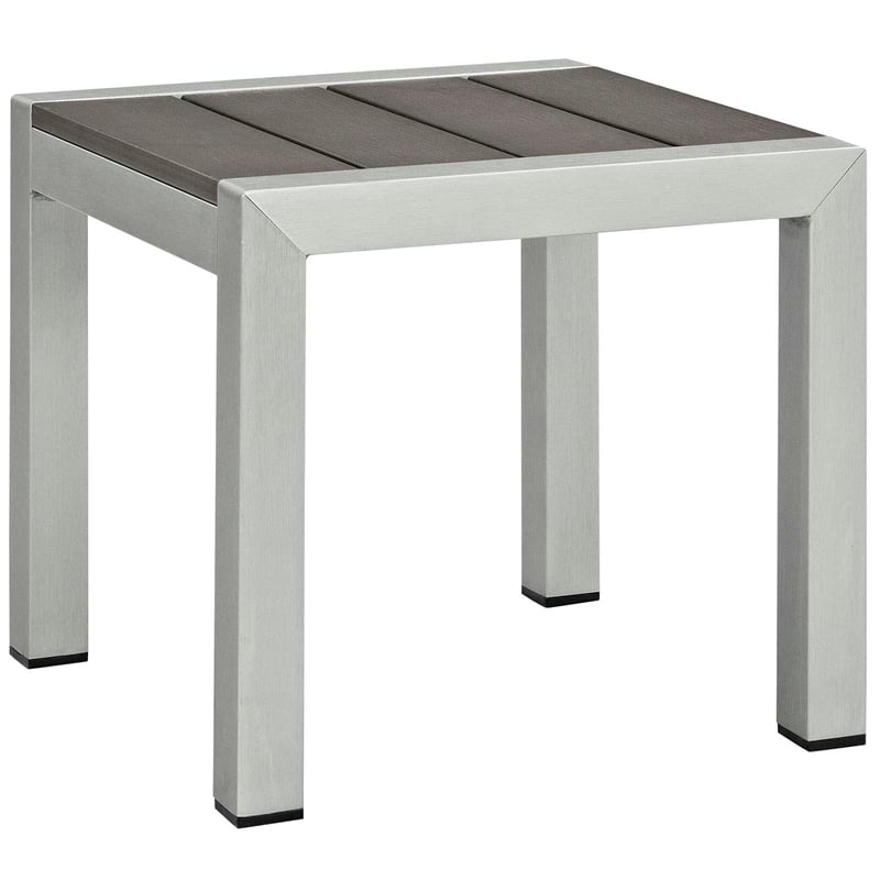 Modway Shore Chaise Lounge Chair and Side Table in Silver Black Turquoise