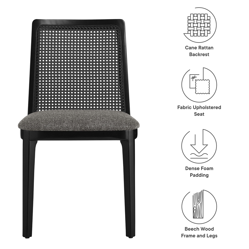 Monarch Dining Side Chair in Black Black Gray