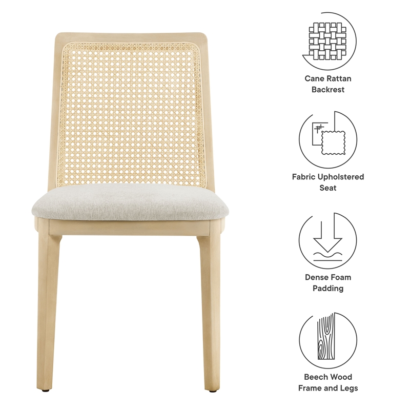 Monarch Dining Side Chair in Antique White Natural Heathered Weave Ivory