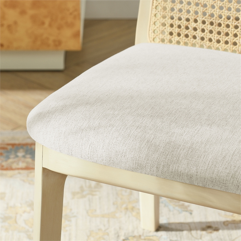 Monarch Dining Side Chair in Antique White Natural Heathered Weave Ivory