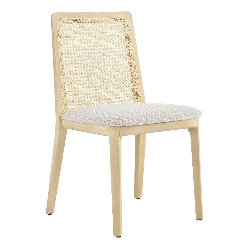 Monarch Dining Side Chair in Antique White Natural Heathered Weave Ivory