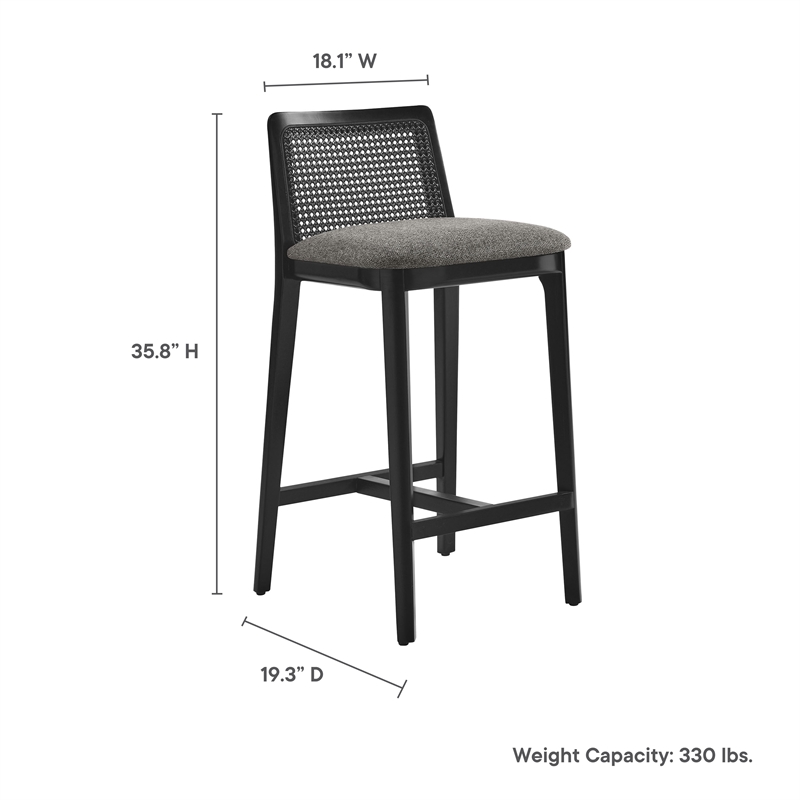 Monarch Counter Stool in Black Black Gray