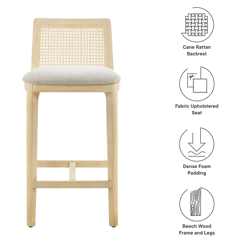 Monarch Counter Stool in Antique White Natural Heathered Weave Ivory