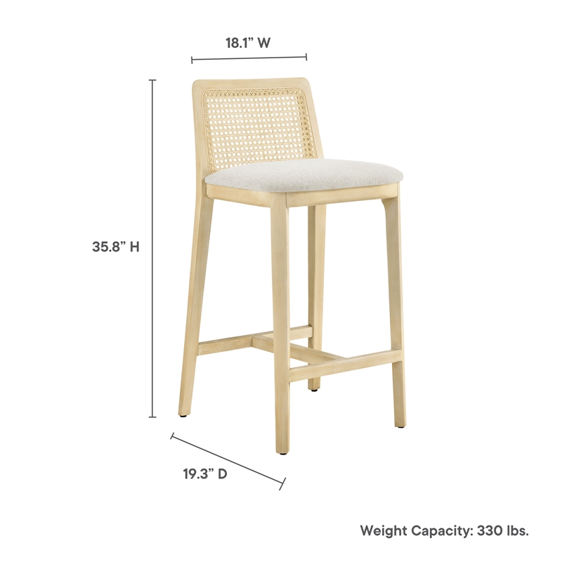 Monarch Counter Stool in Antique White Natural Heathered Weave Ivory