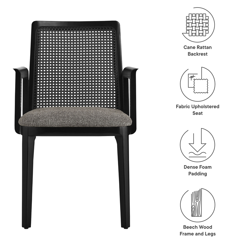 Monarch Dining Armchair in Black Black Gray