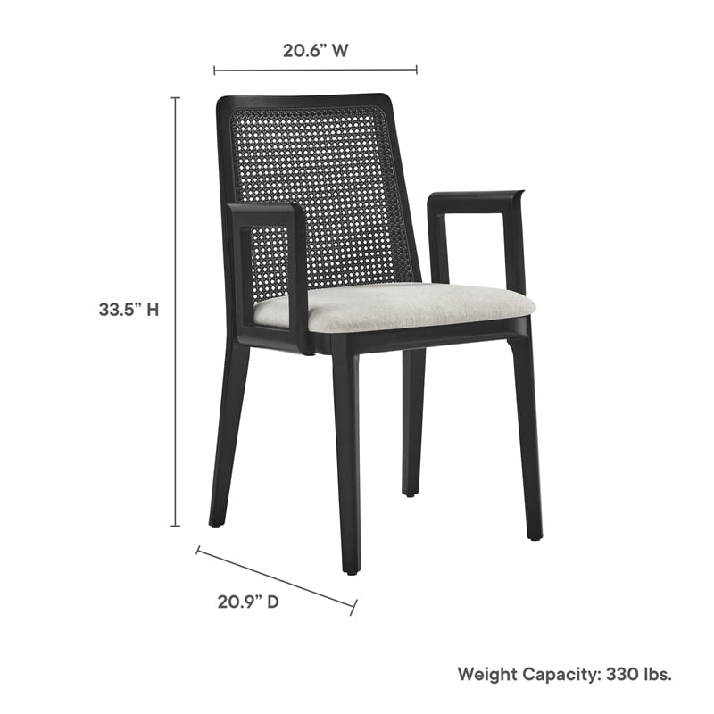 Monarch Dining Armchair in Black Black Heathered Weave Ivory