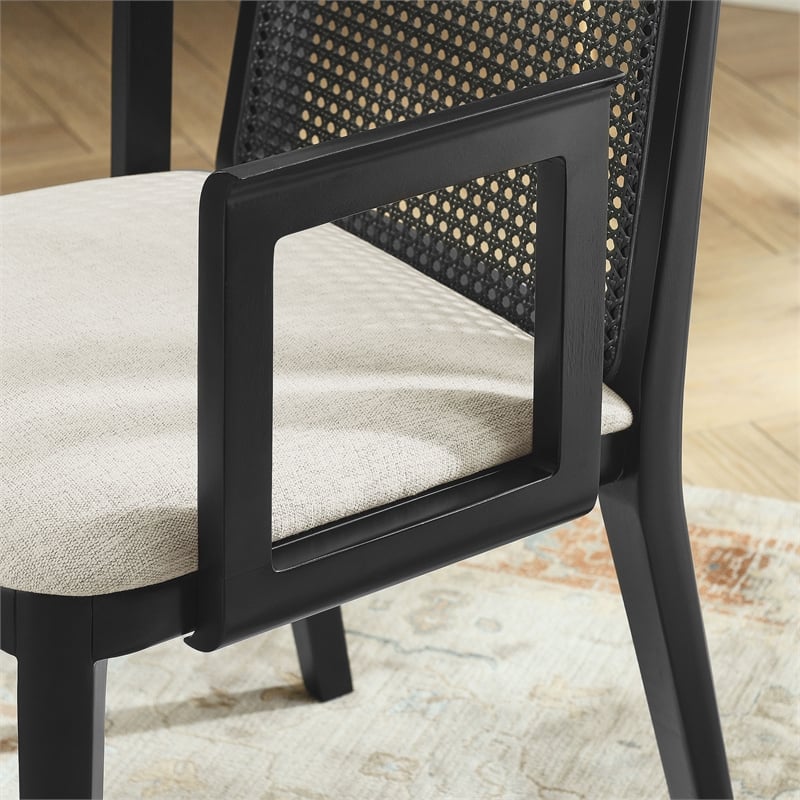 Monarch Dining Armchair in Black Black Heathered Weave Ivory