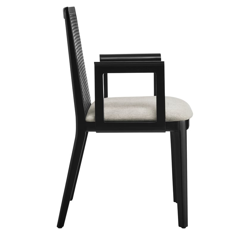 Monarch Dining Armchair in Black Black Heathered Weave Ivory