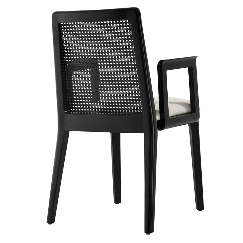 Monarch Dining Armchair in Black Black Heathered Weave Ivory