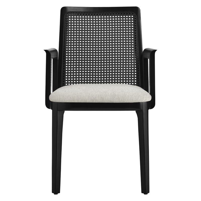 Monarch Dining Armchair in Black Black Heathered Weave Ivory