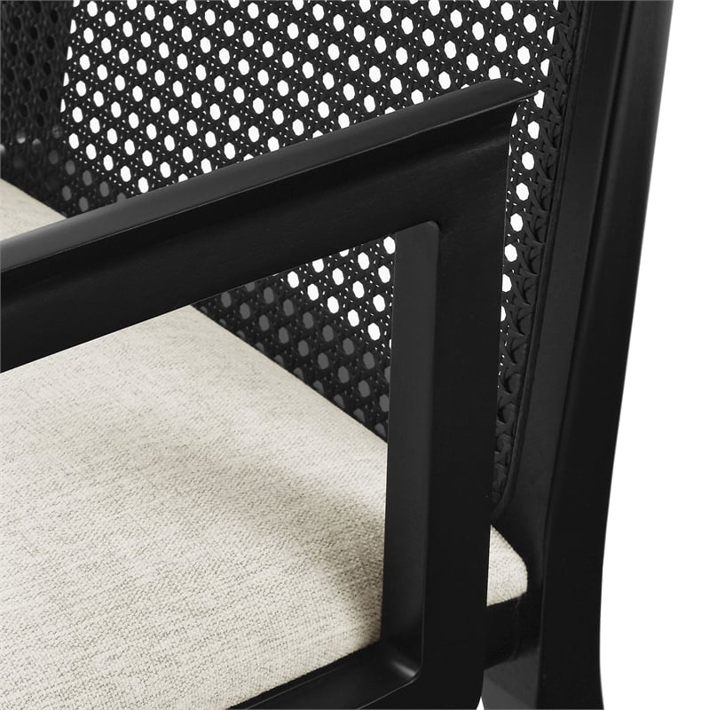 Monarch Dining Armchair in Black Black Heathered Weave Ivory