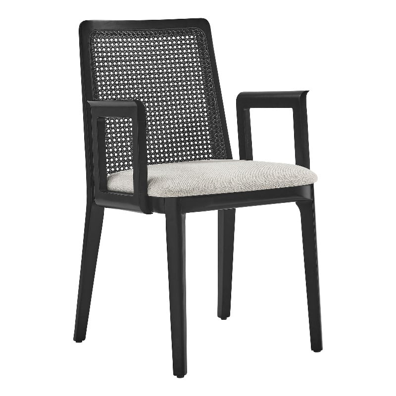 Monarch Dining Armchair in Black Black Heathered Weave Ivory