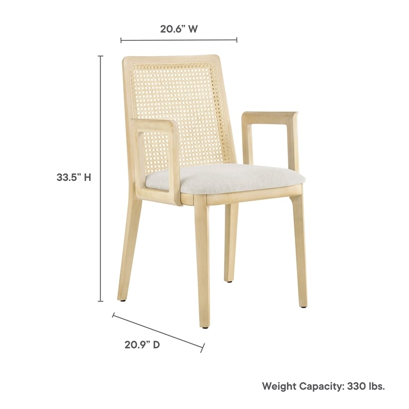 Monarch Dining Armchair in Antique White Natural Heathered Weave Ivory