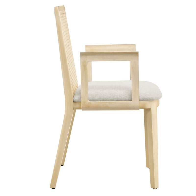 Monarch Dining Armchair in Antique White Natural Heathered Weave Ivory