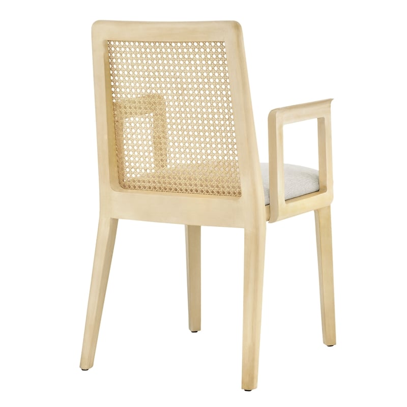 Monarch Dining Armchair in Antique White Natural Heathered Weave Ivory