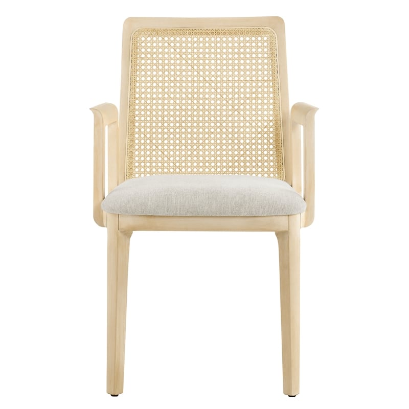 Monarch Dining Armchair in Antique White Natural Heathered Weave Ivory